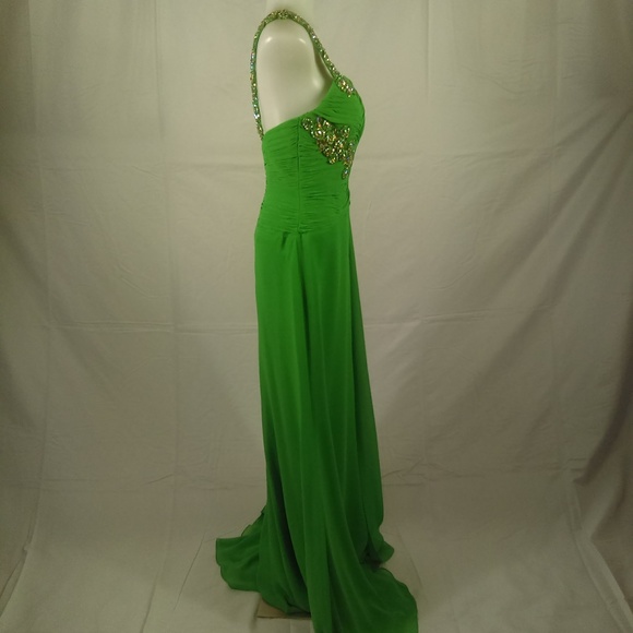 Alyce Paris Kelly Green 1 Shoulder Gown Size 4 - Picture 8 of 8